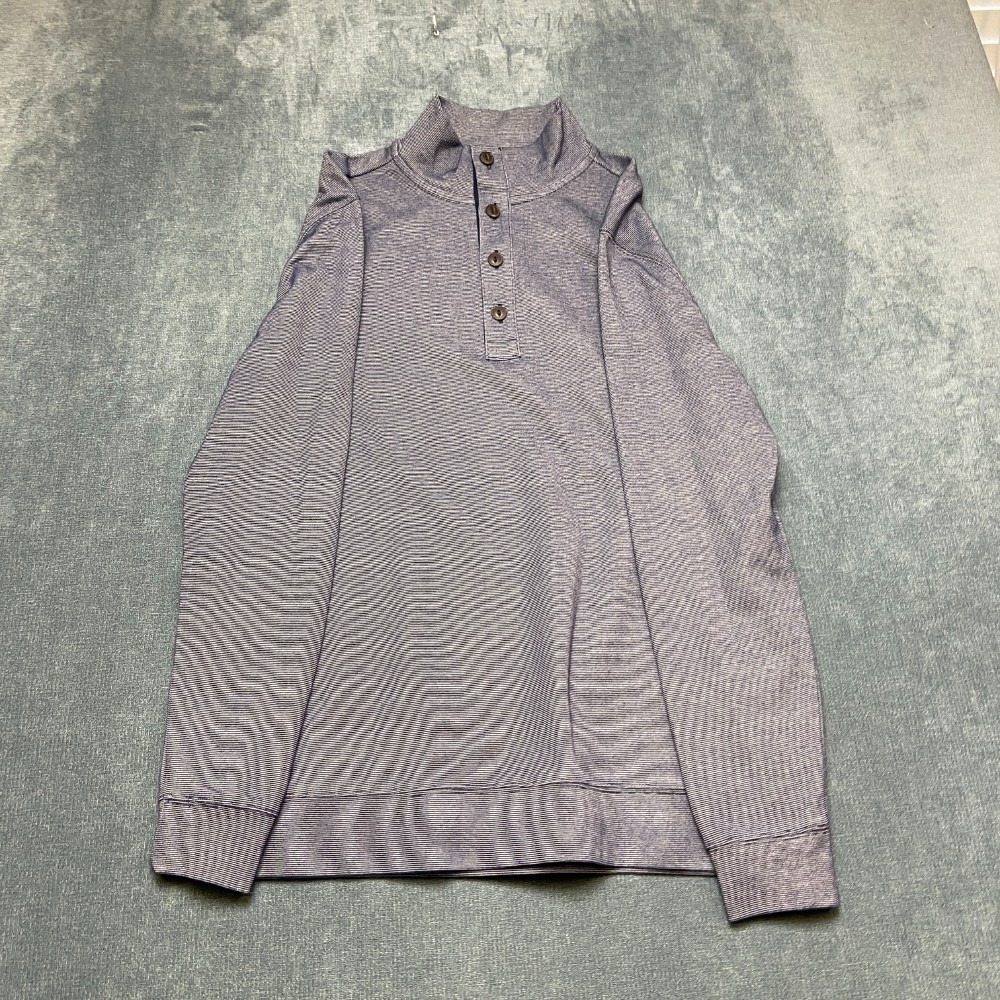 Club Room Sweater Mens Small Navy Blue Cotton Quarter Button Outdoor Long Sleeve